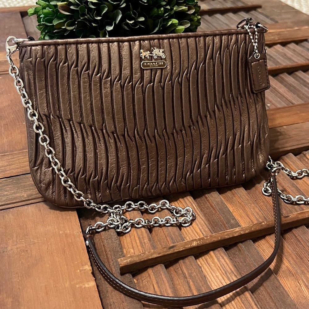 Coach Metallic Taupe Crossbody Purse